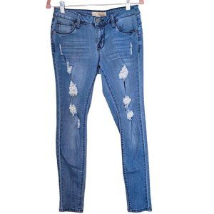 Hybrid & Co Blue Distressed Skinny Stretch Denim Jeans Women Size 5